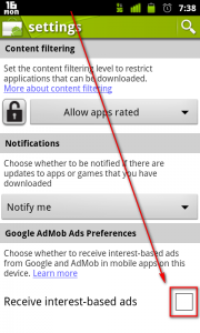 android 上如何取消廣告追蹤?
在 settings 裡面把 interest-based ads 改成 off