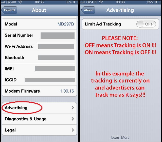 iOS 6 上如何取消廣告追蹤?
在 advertizing 裡面要把 limit ad tracking 改成 on