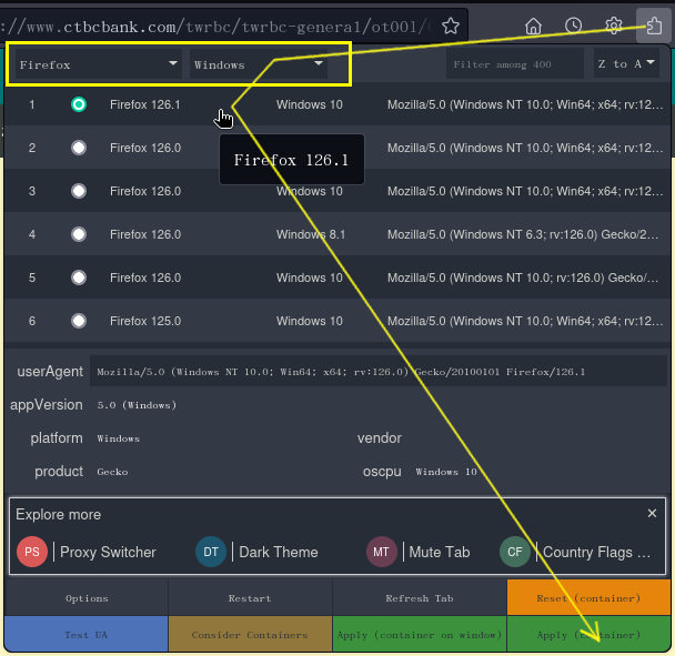 User-Agent Switcher and Manager