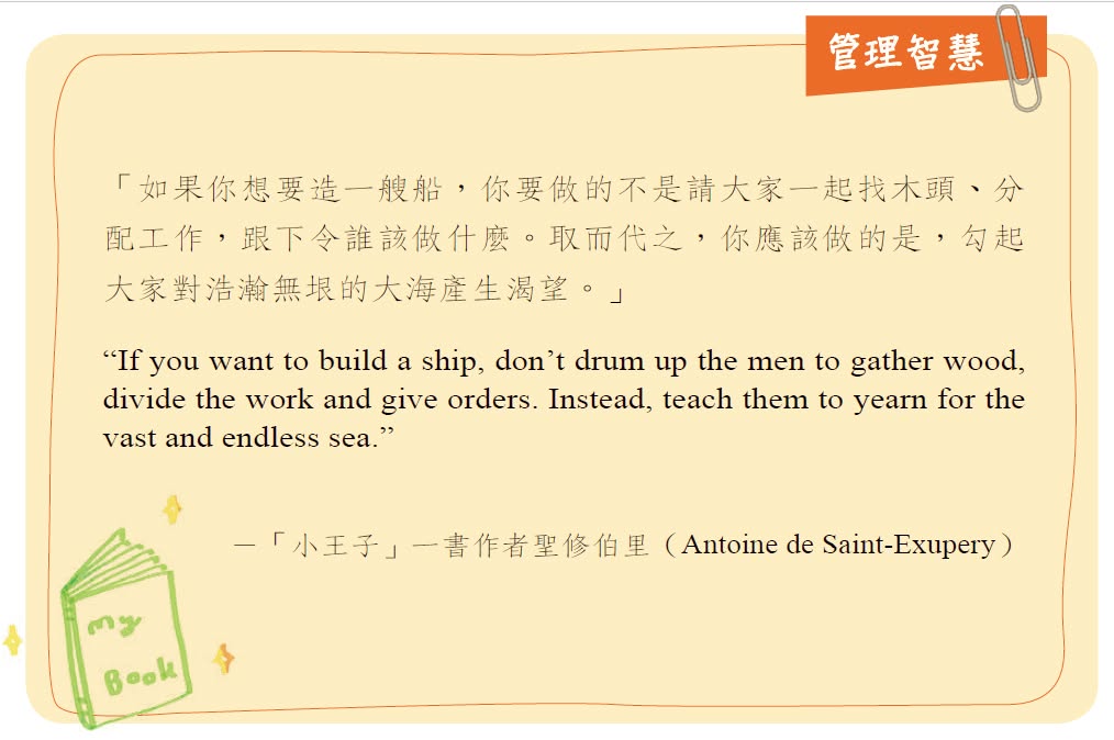 Saint-Exupéry 以造船作比喻